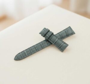 22mm Light Blue Crocodile Leather Strap