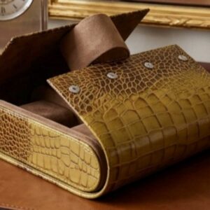 Antique Patina Crocodile-Embossed Leather